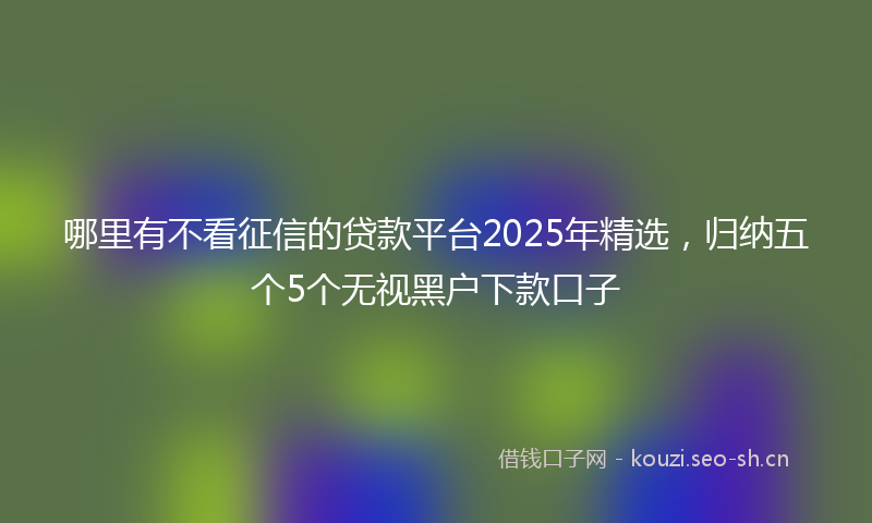 哪里有不看征信的贷款平台2025年精选，归纳五个5个无视黑户下款口子