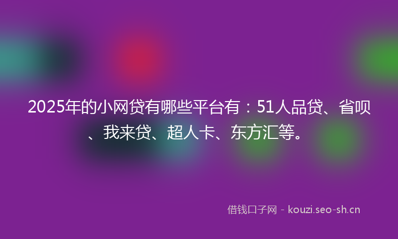2025年的小网贷有哪些平台有：51人品贷、省呗、我来贷、超人卡、东方汇等。