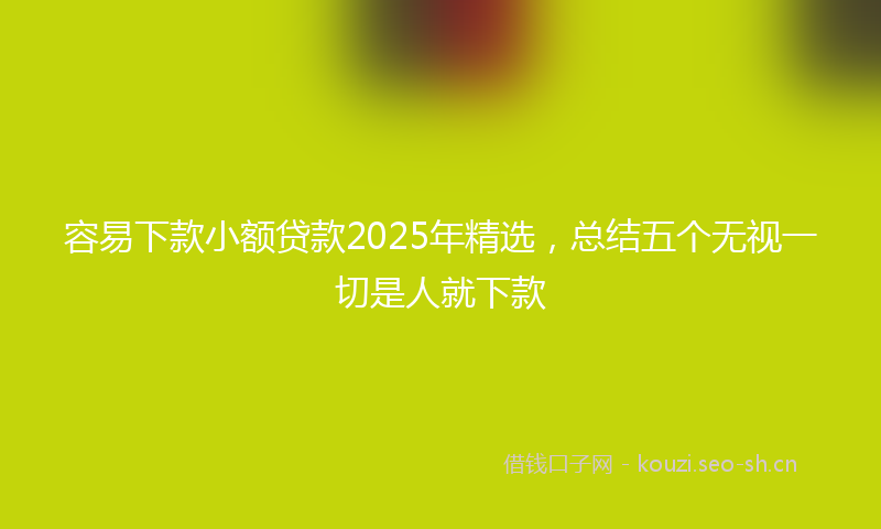 容易下款小额贷款2025年精选，总结五个无视一切是人就下款