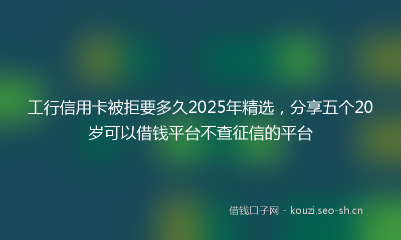 工行信用卡被拒要多久2025年精选，分享五个20岁可以借钱平台不查征信的平台