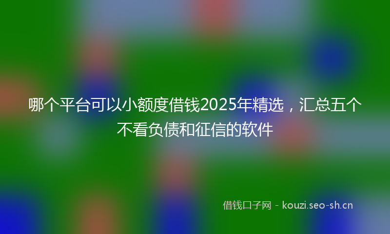 哪个平台可以小额度借钱2025年精选，汇总五个不看负债和征信的软件