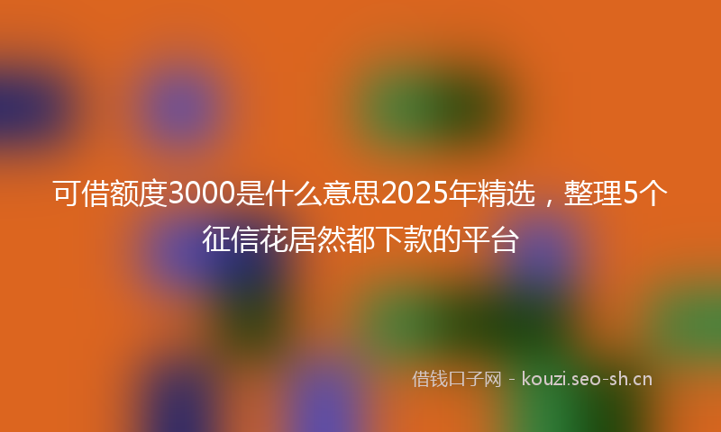 可借额度3000是什么意思2025年精选，整理5个征信花居然都下款的平台