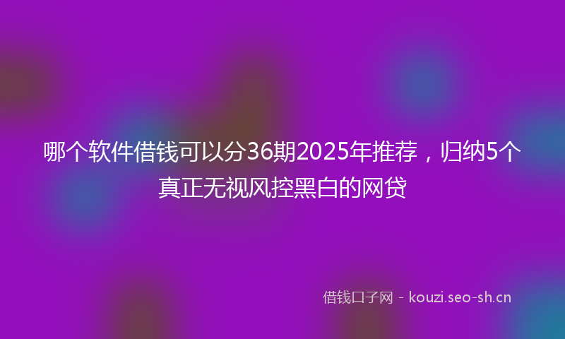 哪个软件借钱可以分36期2025年推荐，归纳5个真正无视风控黑白的网贷