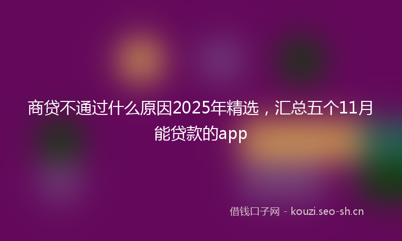 商贷不通过什么原因2025年精选，汇总五个11月能贷款的app