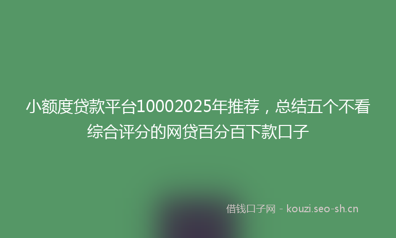 小额度贷款平台10002025年推荐，总结五个不看综合评分的网贷百分百下款口子