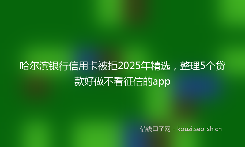 哈尔滨银行信用卡被拒2025年精选，整理5个贷款好做不看征信的app
