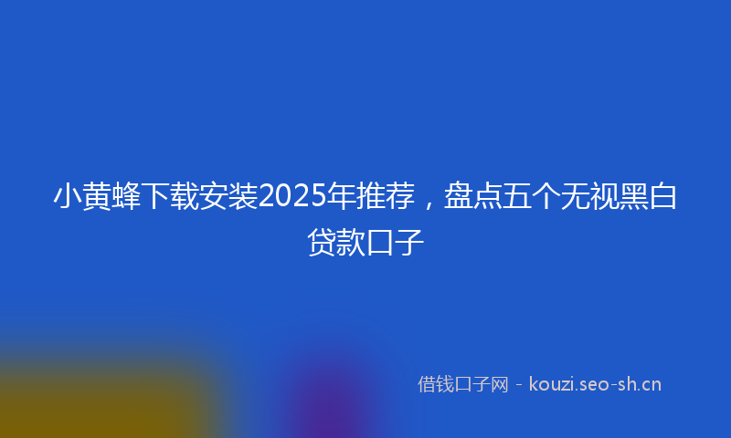 小黄蜂下载安装2025年推荐，盘点五个无视黑白贷款口子