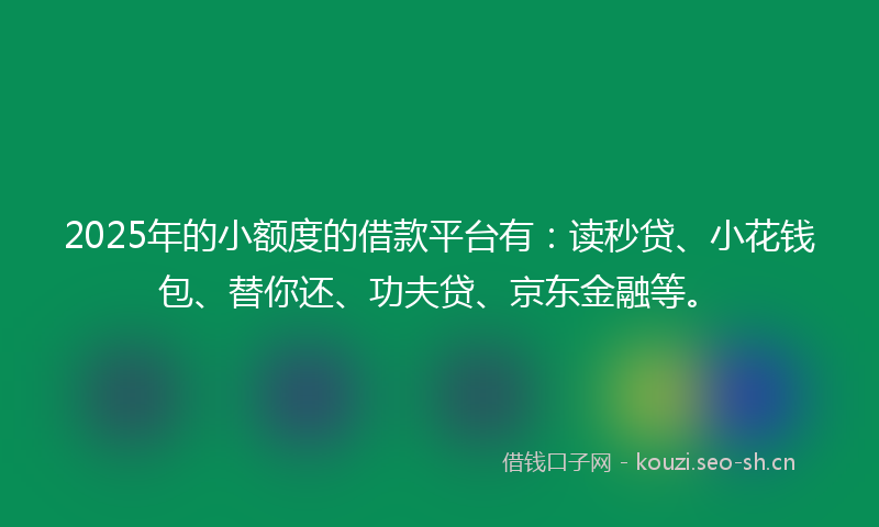 2025年的小额度的借款平台有：读秒贷、小花钱包、替你还、功夫贷、京东金融等。