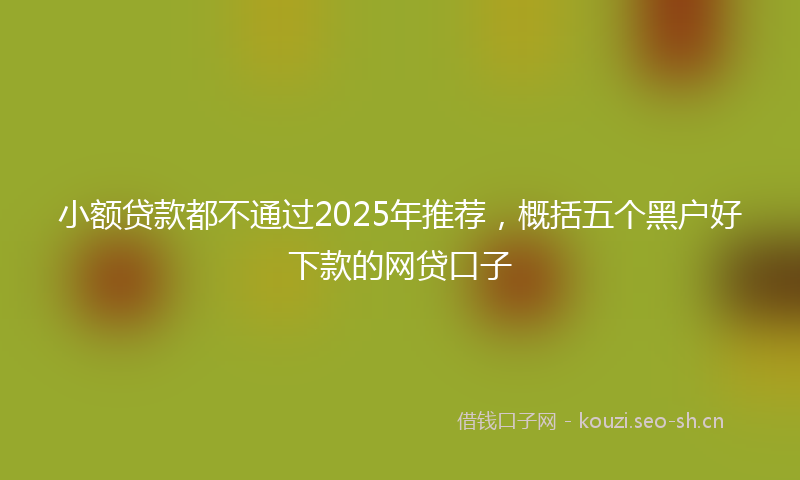 小额贷款都不通过2025年推荐，概括五个黑户好下款的网贷口子