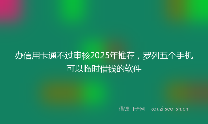办信用卡通不过审核2025年推荐，罗列五个手机可以临时借钱的软件