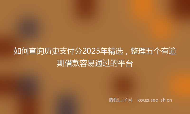 如何查询历史支付分2025年精选，整理五个有逾期借款容易通过的平台