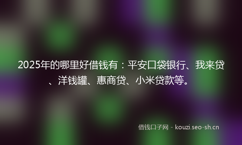 2025年的哪里好借钱有：平安口袋银行、我来贷、洋钱罐、惠商贷、小米贷款等。