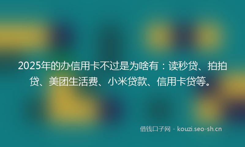 2025年的办信用卡不过是为啥有：读秒贷、拍拍贷、美团生活费、小米贷款、信用卡贷等。