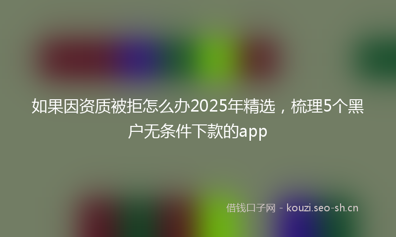 如果因资质被拒怎么办2025年精选，梳理5个黑户无条件下款的app