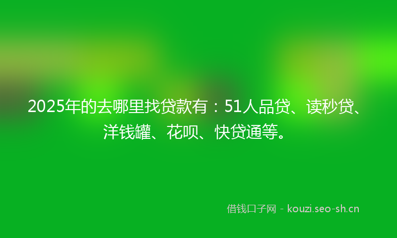 2025年的去哪里找贷款有：51人品贷、读秒贷、洋钱罐、花呗、快贷通等。