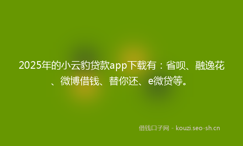 2025年的小云豹贷款app下载有：省呗、融逸花、微博借钱、替你还、e微贷等。