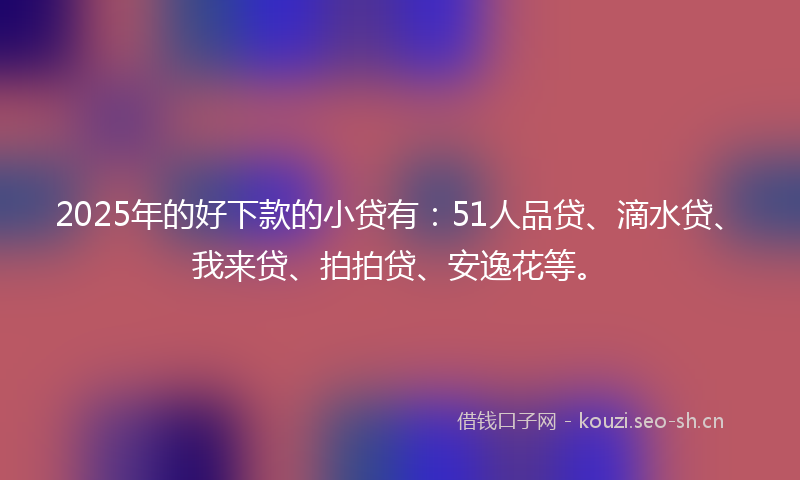 2025年的好下款的小贷有：51人品贷、滴水贷、我来贷、拍拍贷、安逸花等。