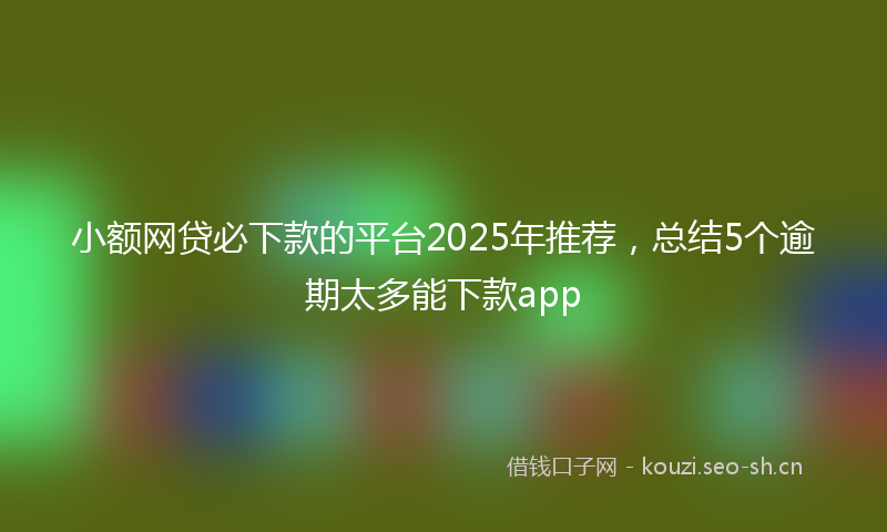 小额网贷必下款的平台2025年推荐，总结5个逾期太多能下款app