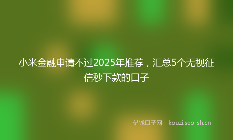 小米金融申请不过2025年推荐，汇总5个无视征信秒下款的口子