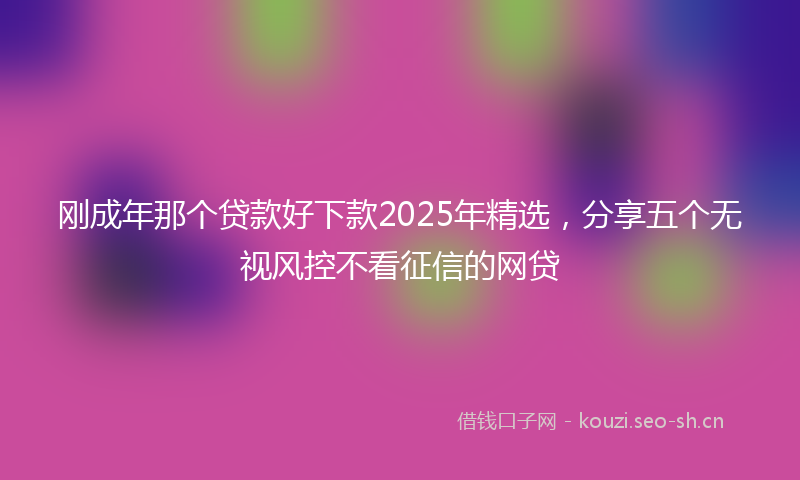 刚成年那个贷款好下款2025年精选，分享五个无视风控不看征信的网贷