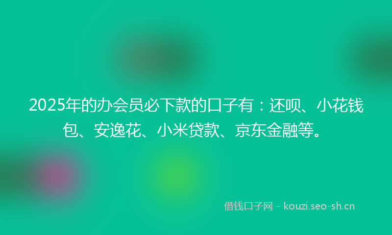 2025年的办会员必下款的口子有：还呗、小花钱包、安逸花、小米贷款、京东金融等。