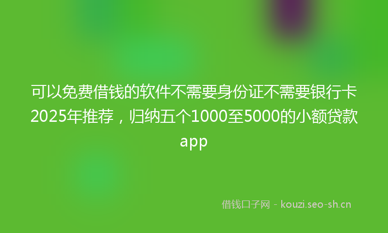可以免费借钱的软件不需要身份证不需要银行卡2025年推荐，归纳五个1000至5000的小额贷款app
