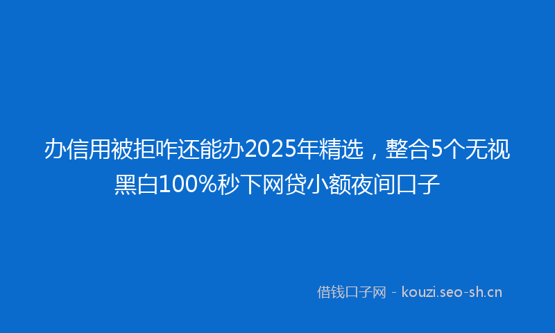 办信用被拒咋还能办2025年精选，整合5个无视黑白100%秒下网贷小额夜间口子