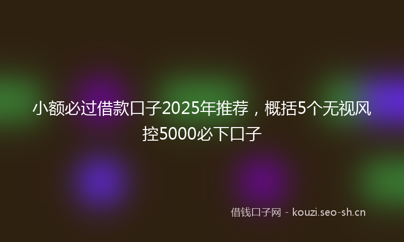 小额必过借款口子2025年推荐，概括5个无视风控5000必下口子