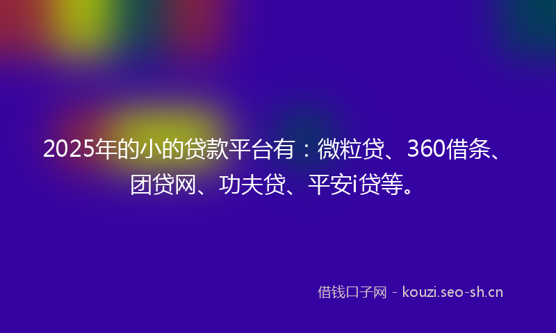 2025年的小的贷款平台有：微粒贷、360借条、团贷网、功夫贷、平安i贷等。