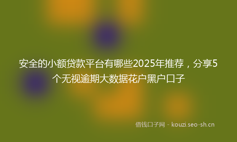 安全的小额贷款平台有哪些2025年推荐，分享5个无视逾期大数据花户黑户口子