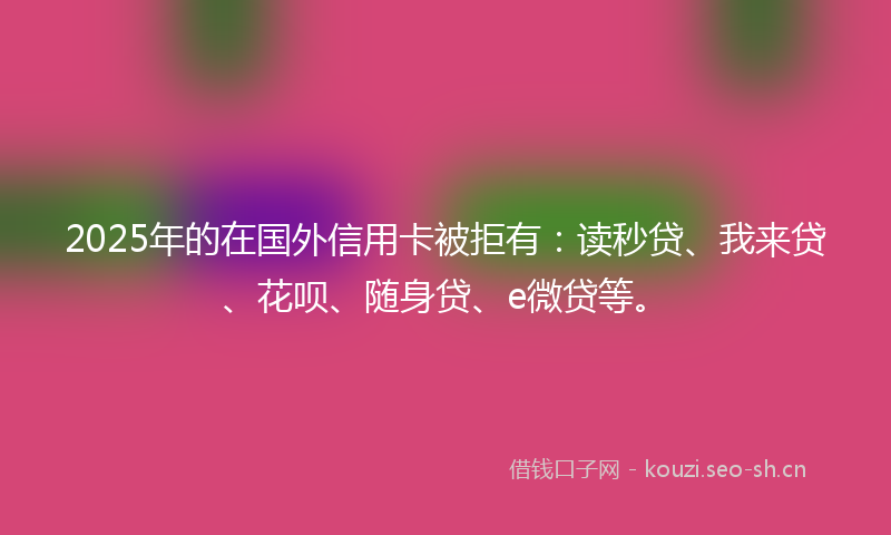 2025年的在国外信用卡被拒有：读秒贷、我来贷、花呗、随身贷、e微贷等。