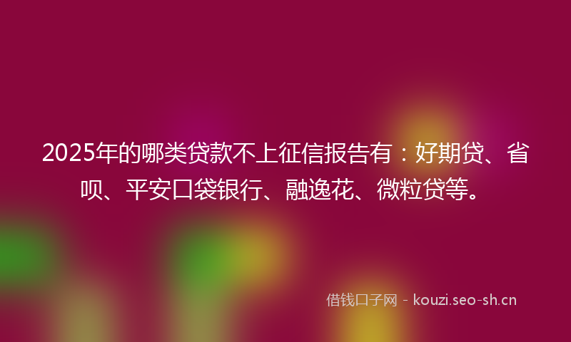 2025年的哪类贷款不上征信报告有：好期贷、省呗、平安口袋银行、融逸花、微粒贷等。