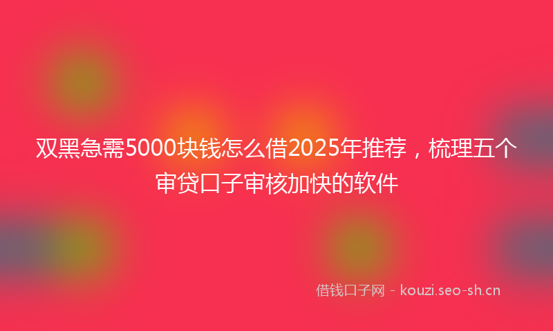 双黑急需5000块钱怎么借2025年推荐，梳理五个审贷口子审核加快的软件