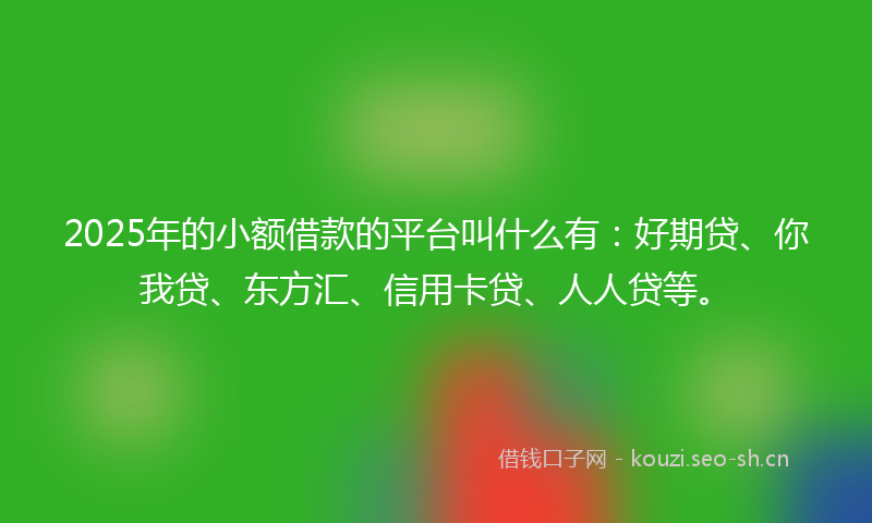 2025年的小额借款的平台叫什么有:好期贷、你我贷、东方汇、信用卡贷、人人贷等。