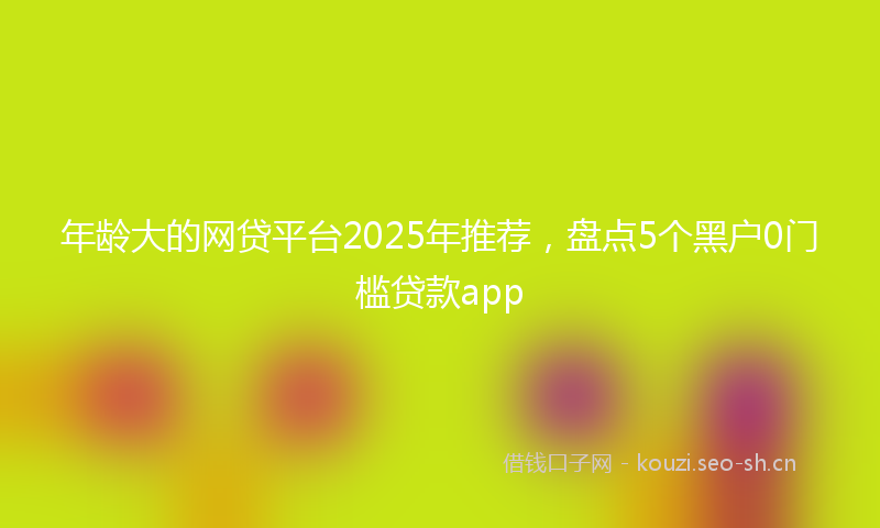 年龄大的网贷平台2025年推荐，盘点5个黑户0门槛贷款app