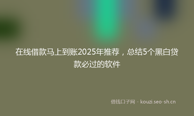 在线借款马上到账2025年推荐，总结5个黑白贷款必过的软件