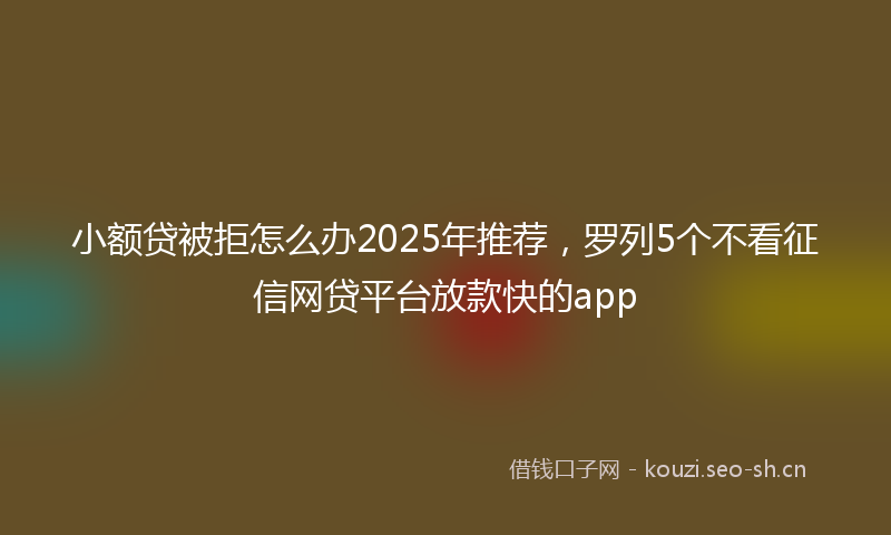 小额贷被拒怎么办2025年推荐，罗列5个不看征信网贷平台放款快的app