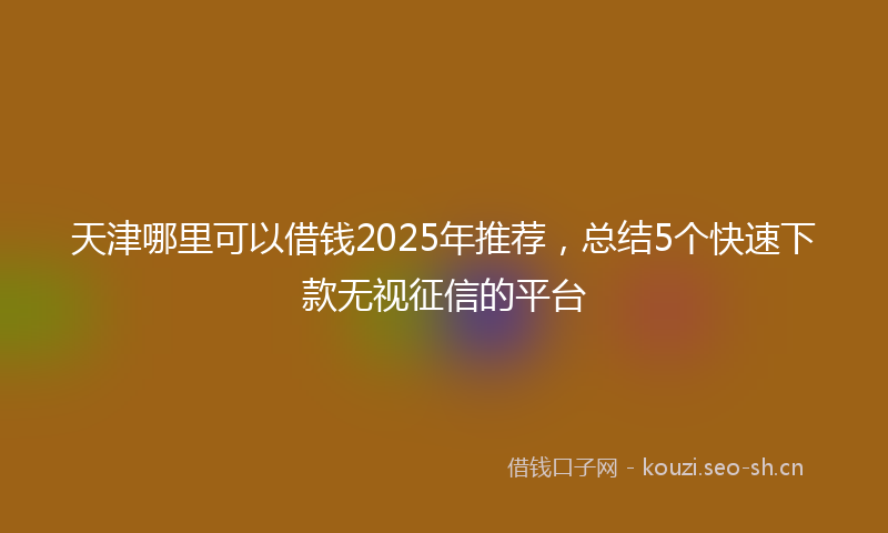 天津哪里可以借钱2025年推荐，总结5个快速下款无视征信的平台