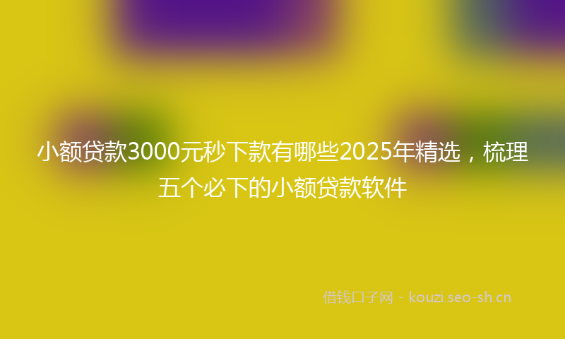 小额贷款3000元秒下款有哪些2025年精选，梳理五个必下的小额贷款软件