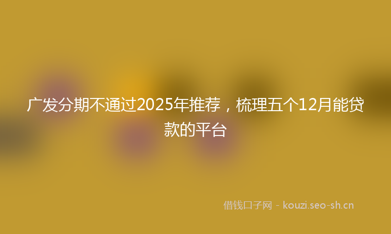 广发分期不通过2025年推荐，梳理五个12月能贷款的平台