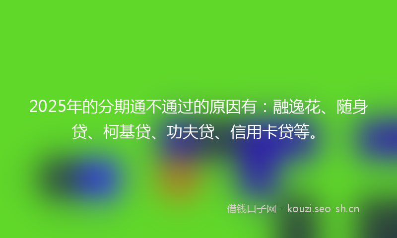 2025年的分期通不通过的原因有：融逸花、随身贷、柯基贷、功夫贷、信用卡贷等。