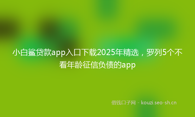 小白鲨贷款app入口下载2025年精选，罗列5个不看年龄征信负债的app