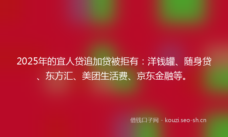 2025年的宜人贷追加贷被拒有：洋钱罐、随身贷、东方汇、美团生活费、京东金融等。