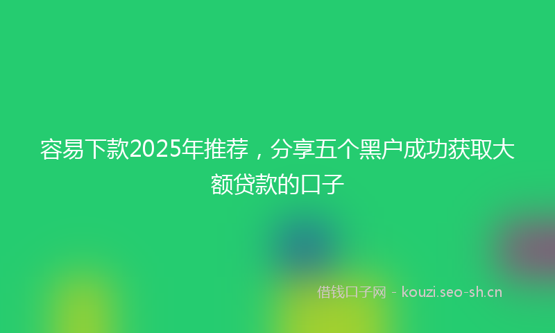 容易下款2025年推荐,分享五个黑户成功获取大额贷款的口子