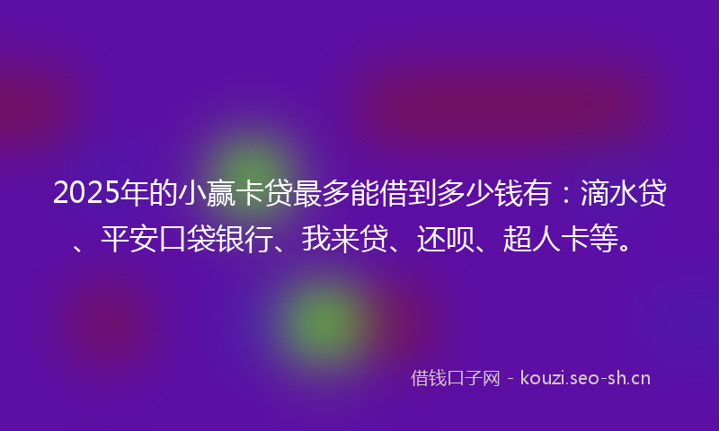 2025年的小赢卡贷最多能借到多少钱有：滴水贷、平安口袋银行、我来贷、还呗、超人卡等。