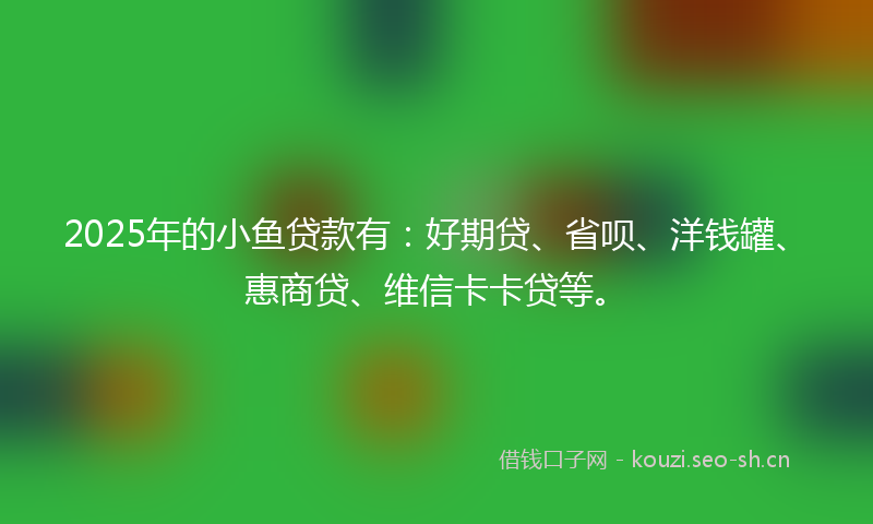 2025年的小鱼贷款有：好期贷、省呗、洋钱罐、惠商贷、维信卡卡贷等。