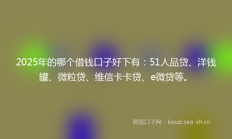 2025年的哪个借钱口子好下有：51人品贷、洋钱罐、微粒贷、维信卡卡贷、e微贷等。
