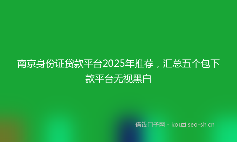 南京身份证贷款平台2025年推荐，汇总五个包下款平台无视黑白