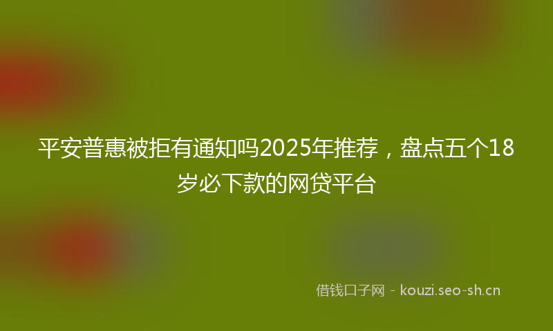 平安普惠被拒有通知吗2025年推荐，盘点五个18岁必下款的网贷平台