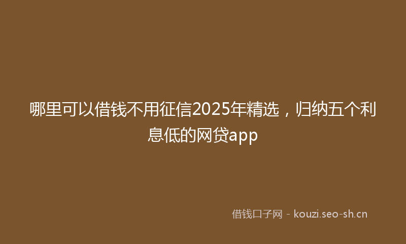 哪里可以借钱不用征信2025年精选,归纳五个利息低的网贷app